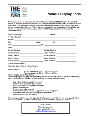 Vehicle Display Form