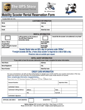 Mobility Scooter Rental Reservation Form