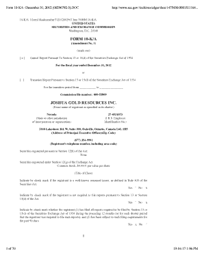Form 10-KA--December 31, 2012 (00296792-3).DOC - Joshua Gold