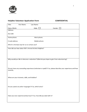 Helpline Volunteer Application Form