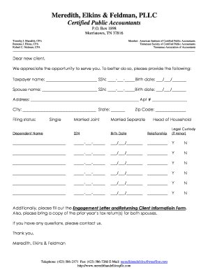 New Client Tax Information Form