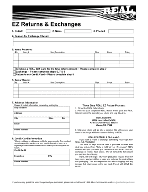 REAL Return and Exchange Form