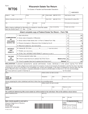 Wisconsin Estate Tax Return Form W706