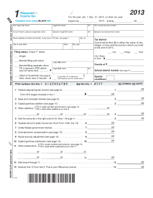 Wisconsin 2013 Income Tax Form