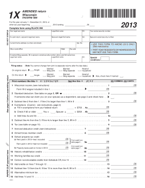 Wisconsin 1X Amended Income Tax Form