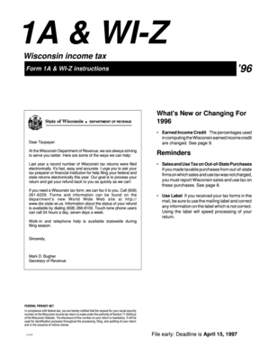 Wisconsin Income Tax Form 1A & WI-Z