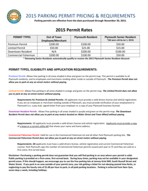 2015 Plymouth Parking Permit Application