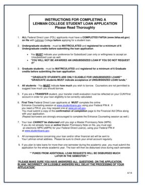 Lehman College Student Loan Application