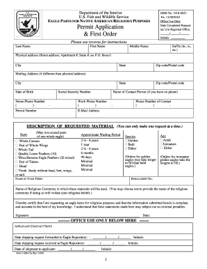 Eagle Parts and Feathers Permit Application