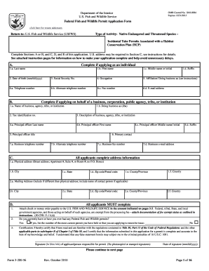 Federal Fish and Wildlife Permit Application Form