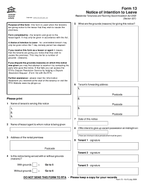 Queensland Notice of Intention to Leave