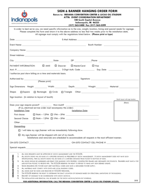 Sign & Banner Hanging Order Form