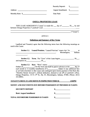 Omega Properties Lease Agreement