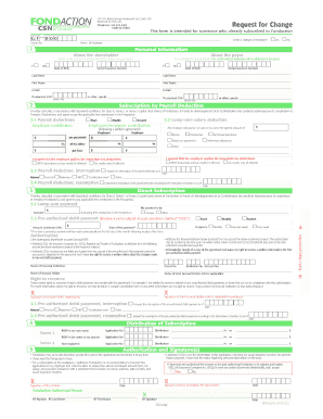 Fondaction Request for Change Form