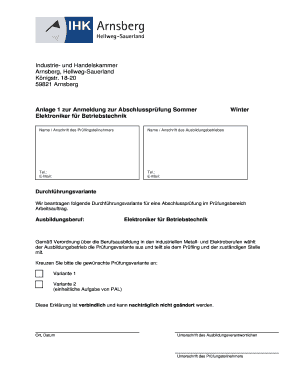 Anmeldung zur Abschlussprüfung