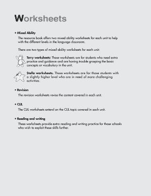 Mixed Ability Worksheets