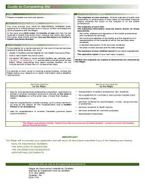 Quebec Health Insurance Reimbursement Form