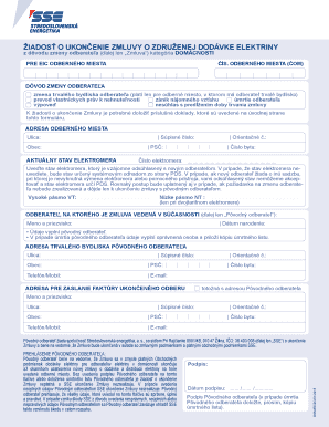 Slovak Electricity Supplier Customer Change Form