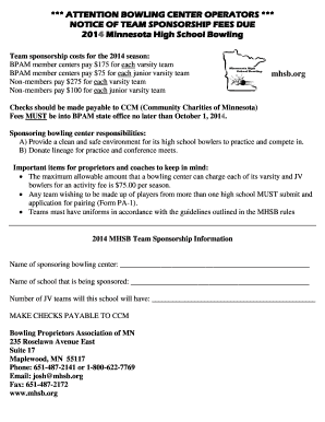 Bowling Center Sponsorship Form (PDF) - Bpam - bpam