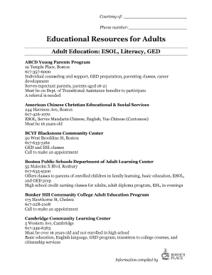 Fillable Online Educational Resources for Adults Fax Email Print - pdfFiller