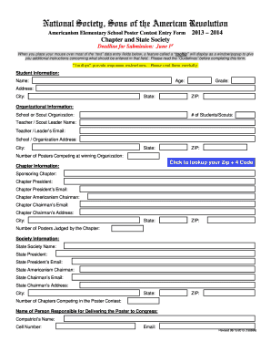 Americanism Poster Contest Entry Form