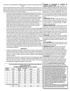 Carta a los Hogares sobre el Programa Nacional de Almuerzo y Desayuno Escolar