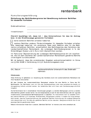 Kumulierungserklärung