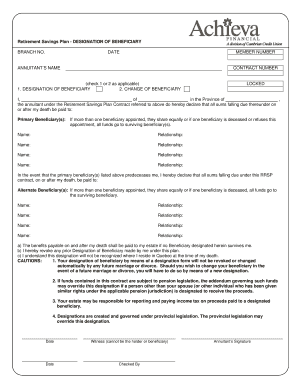 Retirement Savings Plan Beneficiary Designation Form