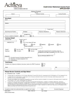 Credit Union Retirement Income Fund Application