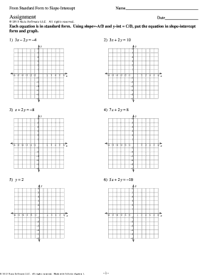 Math Worksheet: Standard Form to Slope-Intercept