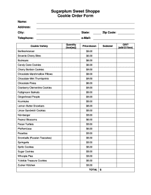 Cookie Order Form