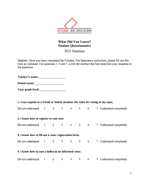 Student Questionnaire on Voting Education