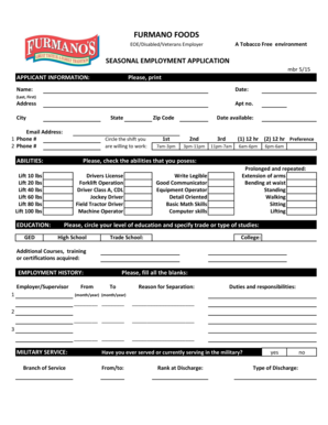 Seasonal Employment Application