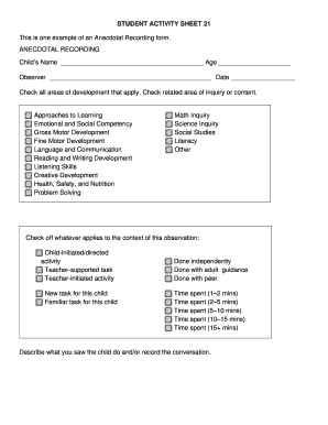 Anecdotal Recording Form