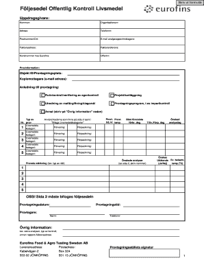 Food Control Accompaniment Form
