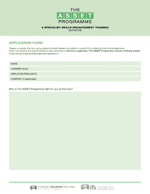 The ASSET Programme Application Form
