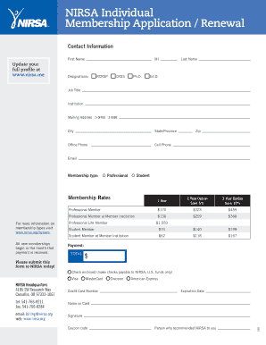 NIRSA Individual Membership Application
