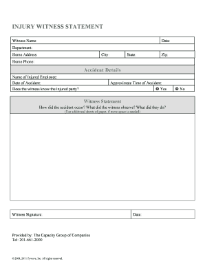 Injury Witness Statement Form