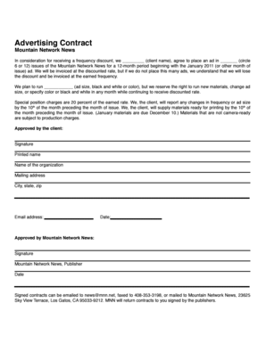 Advertising Contract - Mountain Network News - mnn