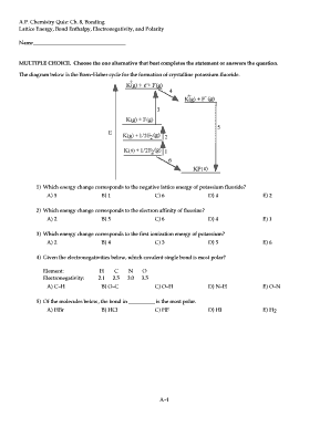 A.P. Chemistry Quiz: Ch. 8, Bonding