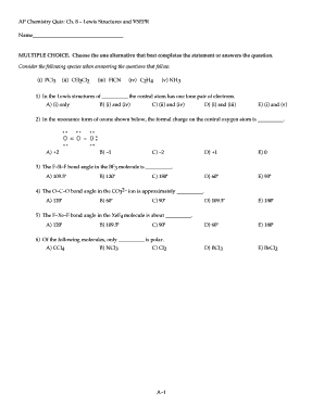 AP Chemistry Quiz on Lewis Structures and VSEPR