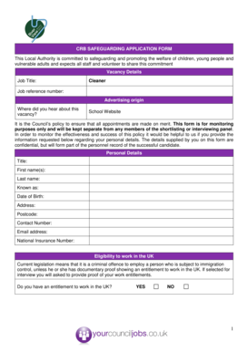 CRB Safeguarding Application Form
