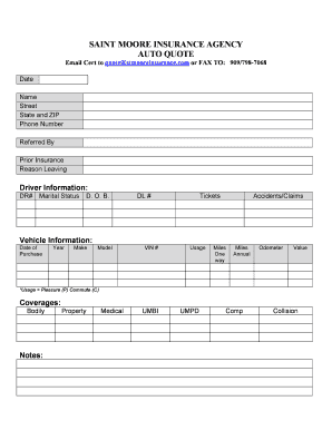 Auto Insurance Quote Form