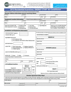 2015 Residential ENERGY STAR Air Conditioner Rebate Form