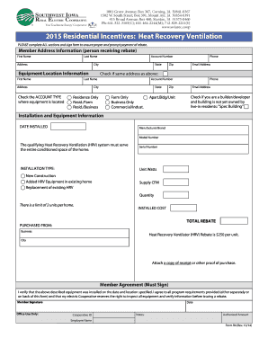 Heat Recovery Ventilation Rebate Form