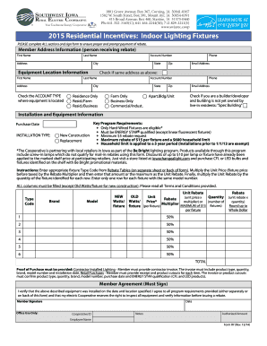 2015 Residential Indoor Lighting Rebate Form