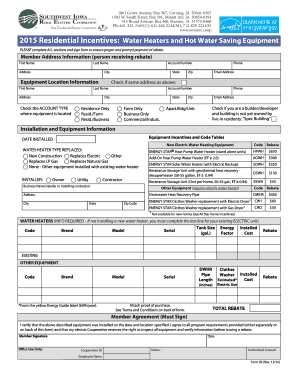 2015 Residential Water Heater Rebate Form