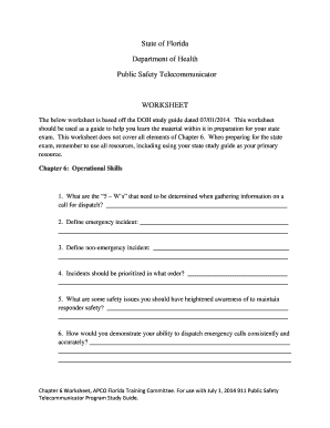 Florida Public Safety Telecommunicator Worksheet
