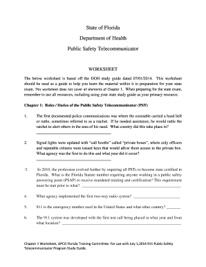 Florida Public Safety Telecommunicator Worksheet