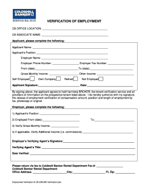 Employment Verification Form